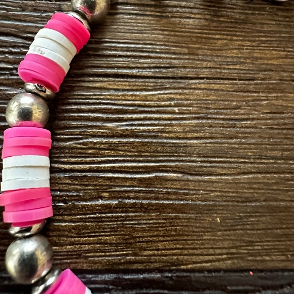 Hand Crafted Pink and White Bracelet - Picture 6 of 6